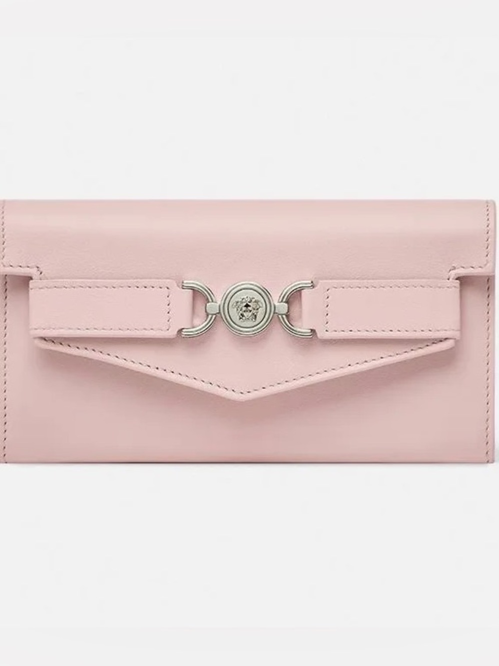 Versace Medusa ‘95 Long Leather Wallet in Light Pink/Silver Hardware NWT in Box